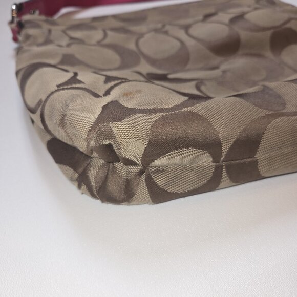 Coach Poppy Daisy Signature C Swingpack Crossbody Bag Khaki Raspberry Y2K Worn - Picture 6 of 14